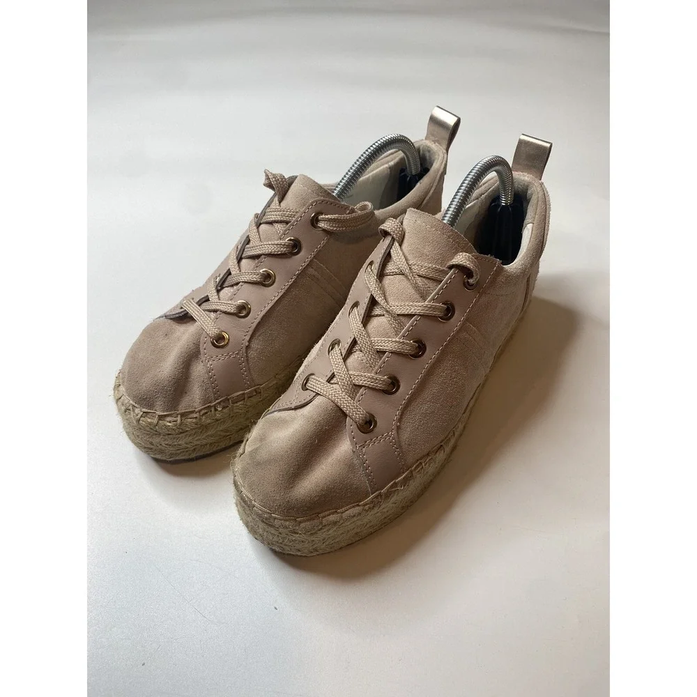 Sam Edelman Carleigh Platform Espadrille Pink Blush Sneaker Size 7.5M Suede